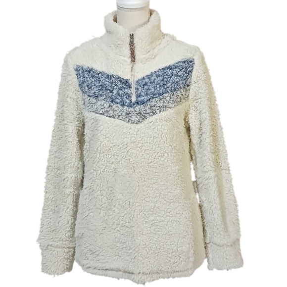 Weatherproof Vintage Cozy Fleece Teddy Jacket Cream and Blue Size S/CH New - Picture 4 of 9